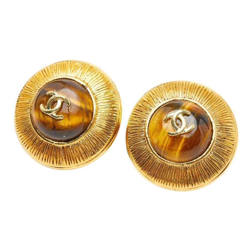 Chanel Cc Logo Round Clip-On Earrings #256871C58B